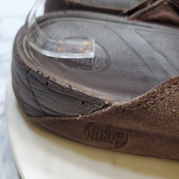 FitFlop Womens 10 EU 42 Oasis Thong‎ Sandals Brown Micro Wobble Board Comfort - Picture 6 of 11